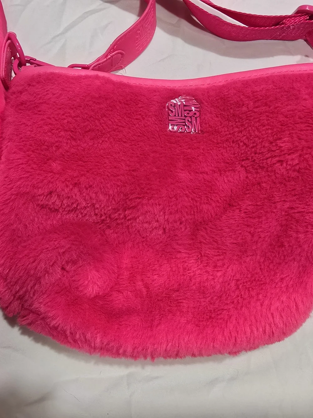 Y2K Inspired Steve Madden Faux-Fur Hot Pink Tote and Crossbody Set
